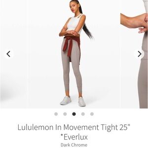 Lululemon In Movement Tight Everlux 25” inseam Dark Chrome size 4 High Rise‎